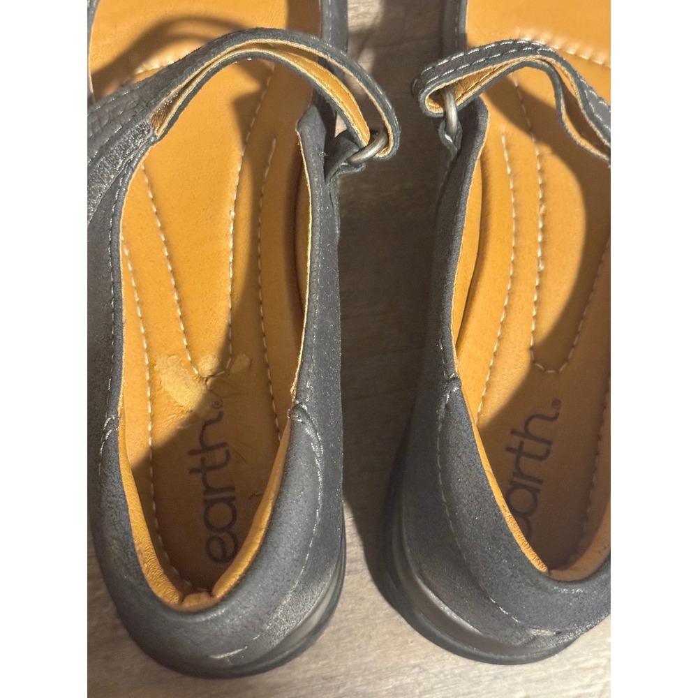 Earth Origins Gray Metallic Leather Mary Jane Flats Shoes Womens 9M - Picture 6 of 6